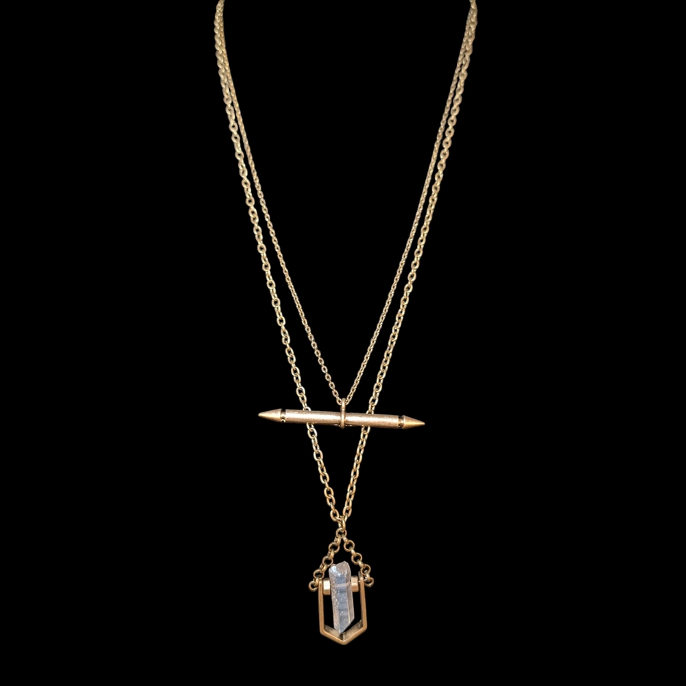 Intro. Gold Layered Necklace with Crystal Charm